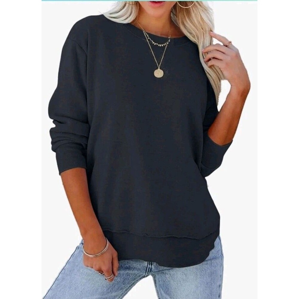 NWT KIRUNDO Black Crewneck Sweatshirt M Loose Fit Oversized Pullover Minimalist